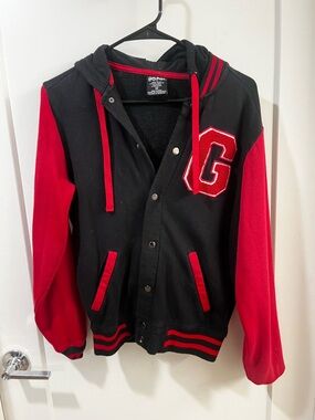 Warner Bros. Black and Red Varsity Hoodie Jacket